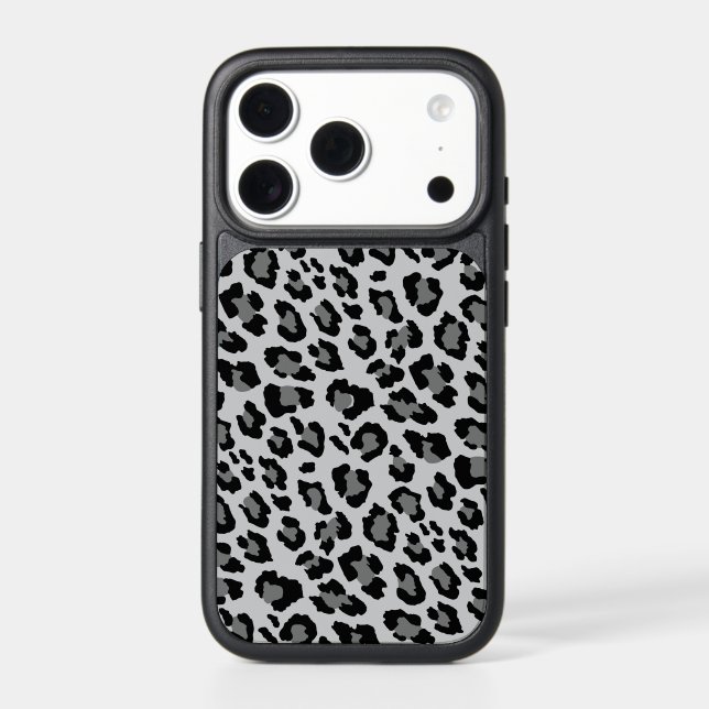 Modern Gray Leopard Print Otterbox iPhone Case (Back)