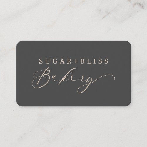 Modern Gray Light Brown Script Bakery Small  Busin Business Card