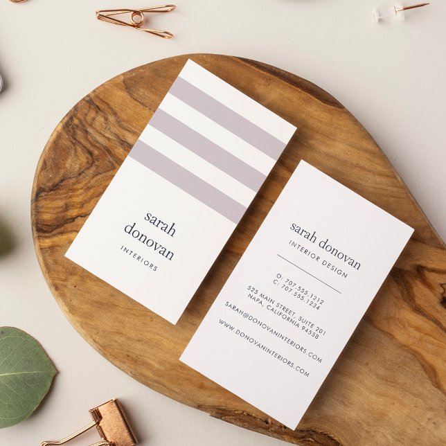 Modern Gray Lilac Stripe Business Card (Creator Uploaded)