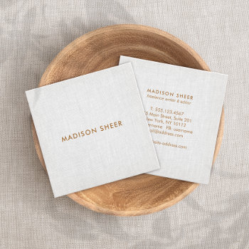 Modern Gray Linen  Minimalist Professional Square Business Card by sm_business_cards at Zazzle