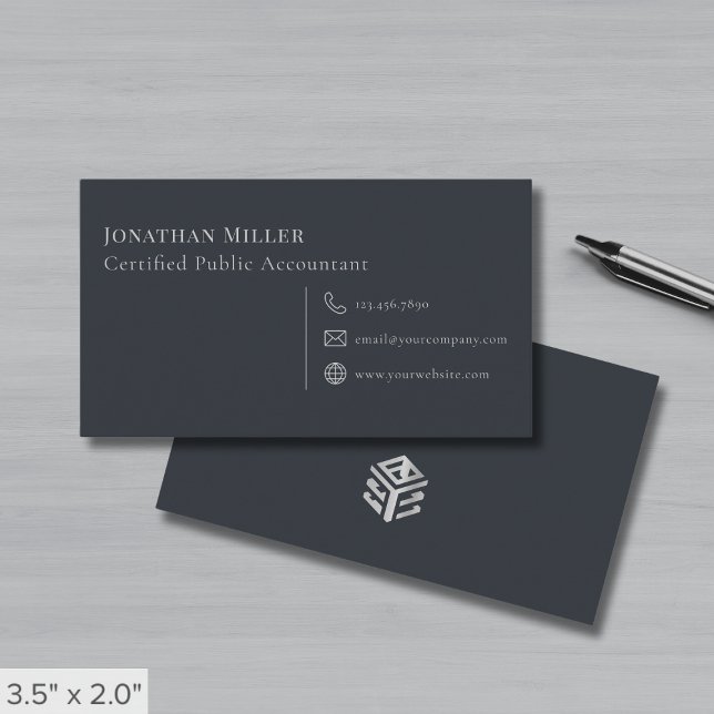 Modern Gray Logo Business Card (Creator Uploaded)