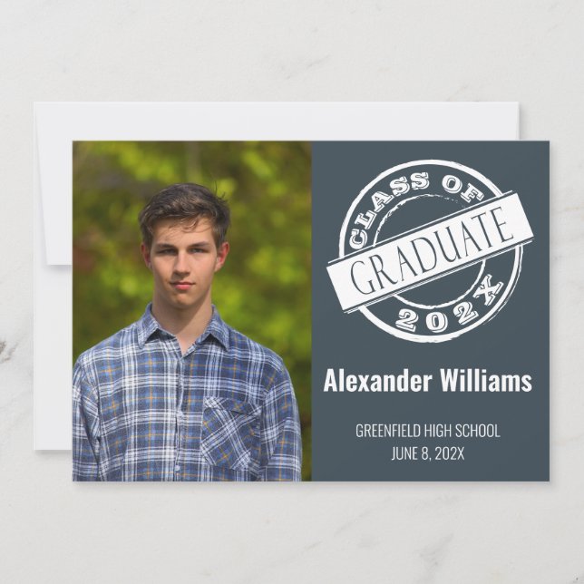 Modern Gray Male Photo Graduation Party  Invitation (Front)