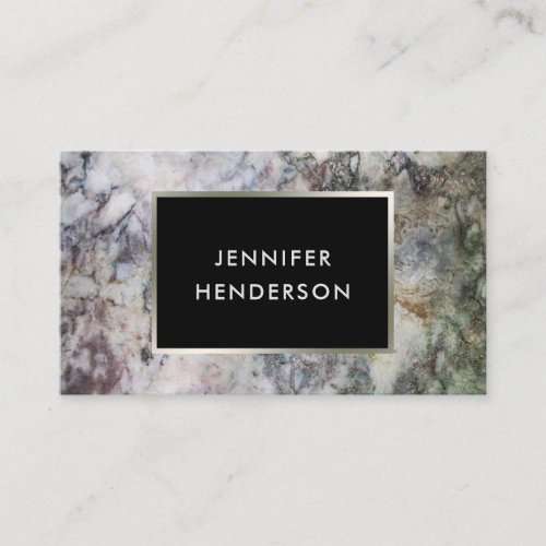 Modern gray marble black silver professional squar business card