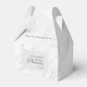 Modern Gray Marble Pattern Script Bridal Shower Favor Boxes