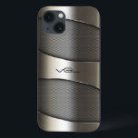 Modern Gray Metallic Geometric Design iPhone 13 Case<br><div class="desc">Modern gray geometric shiny metallic look design. Custom monogram. Shine and metallic look is a digital illusion and not real shine.</div>