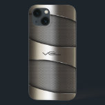 Modern Gray Metallic Geometric Design iPhone 13 Case<br><div class="desc">Modern gray geometric shiny metallic look design. Custom monogram. Shine and metallic look is a digital illusion and not real shine.</div>