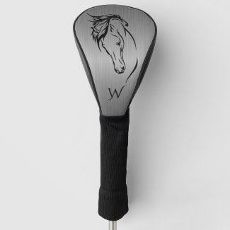 Modern Gray Metallic Horse Head Monogram Initial