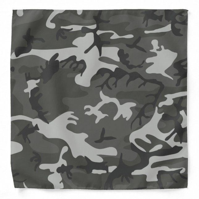 Modern Gray Military Camo Camouflage Bandana (Front)