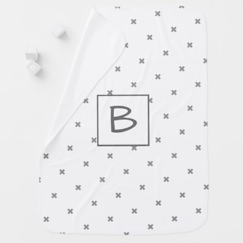 Modern Gray Minimalist  Babys Initial Letter Baby Blanket