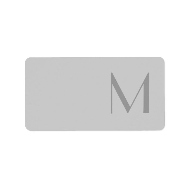 Modern Gray Monogram Address Labels (Front)