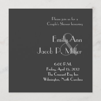 Modern Gray Monogram Couple's Shower Invitations by TwoBecomeOne at Zazzle