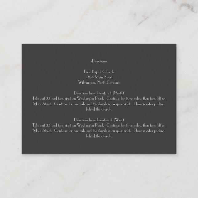 Modern Gray Monogram Directions Insert Cards (Front)
