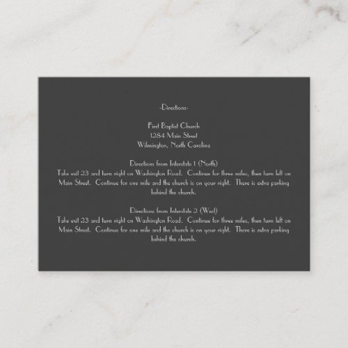 Modern Gray Monogram Directions Insert Cards Business Card Template