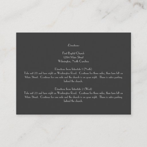 Customizable Modern Gray Monogram Directions Insert Cards Business Card Template