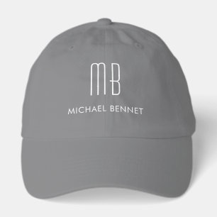 Modern Gray Monogram Hat