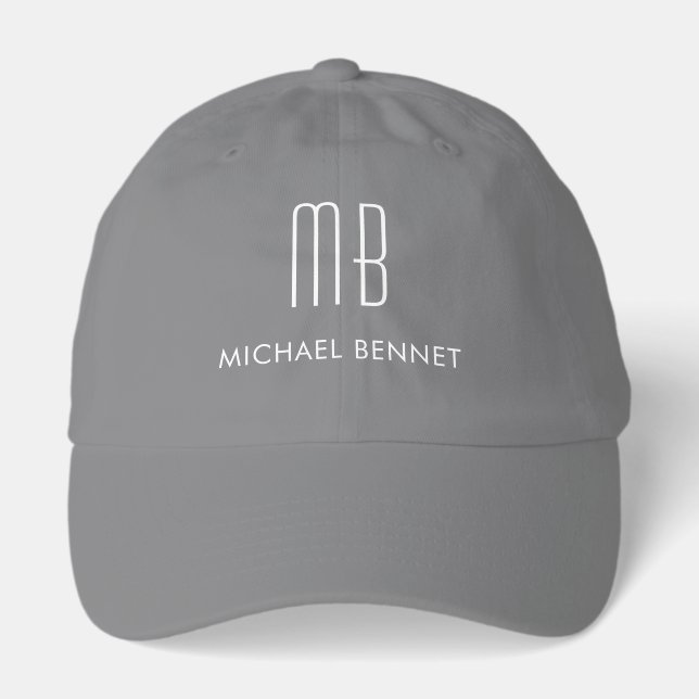 Modern Gray Monogram Hat (Front)