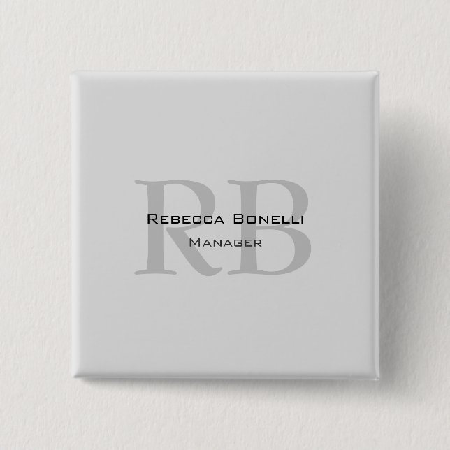 Modern Gray Monogram Manager Add Name Initials Button (Front)