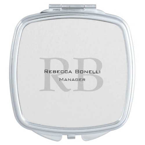 Modern Gray Monogram Manager Add Name Initials Compact Mirror