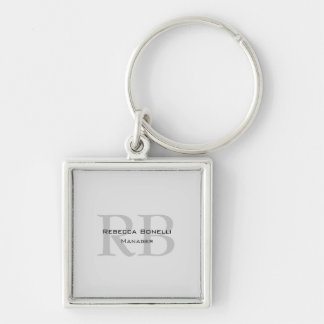 Modern Gray Monogram Manager Add Name Initials Keychain