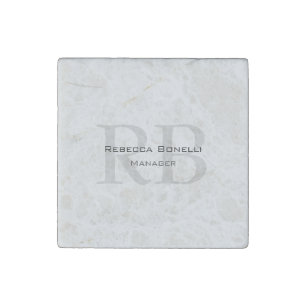 Modern Gray Monogram Manager Add Name Initials Stone Magnet