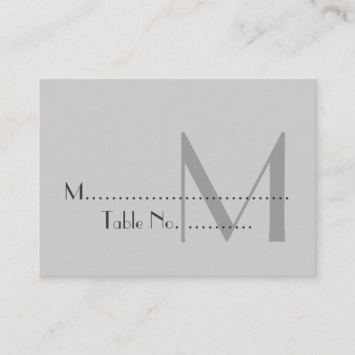 Modern Gray Monogram Place Cards Business Card
