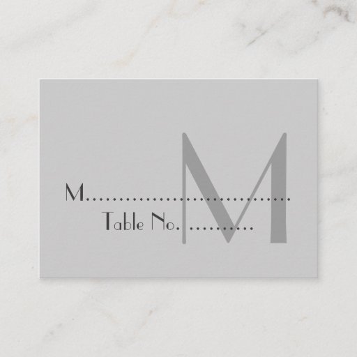 Customizable Modern Gray Monogram Place Cards Business Card