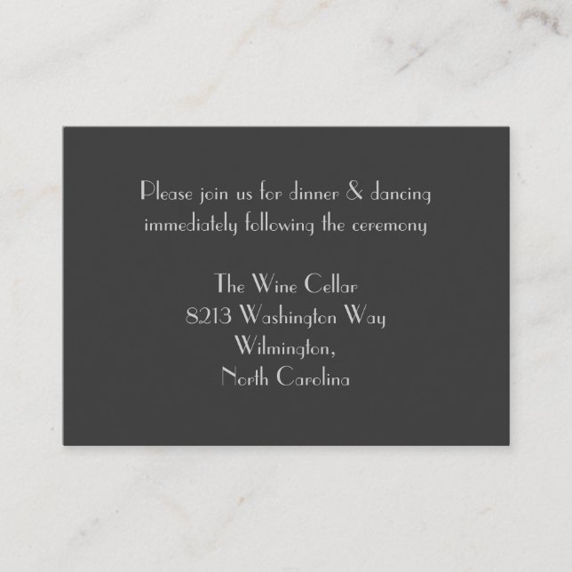 Modern Gray Monogram Reception Insert Cards (Front)