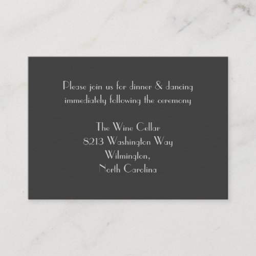 Modern Gray Monogram Reception Insert Cards Business Card Template