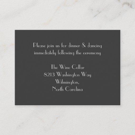 Customizable Modern Gray Monogram Reception Insert Cards Business Card Template