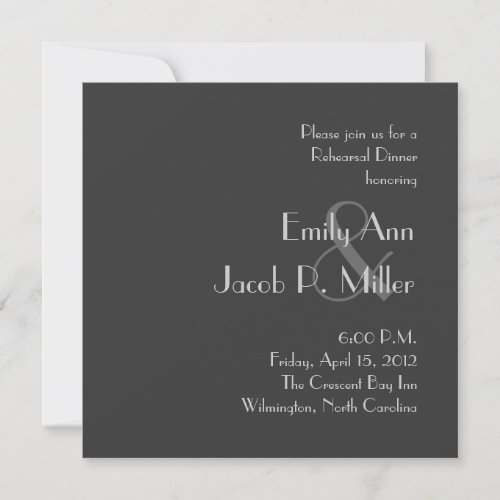 Modern Gray Monogram Rehearsal Dinner Invitations