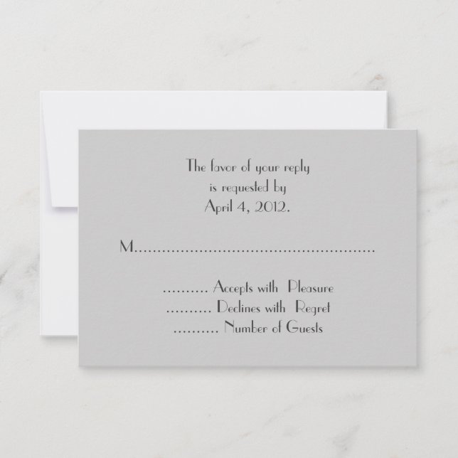 Modern Gray Monogram Reply Cards (Front)