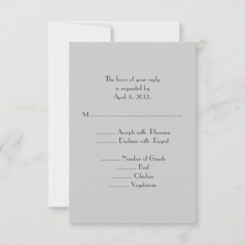 Modern Gray Monogram Reply Cards with Menu Options