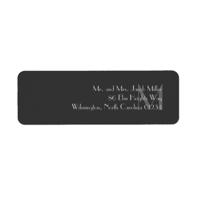 Modern Gray Monogram Return Address Labels (Front)