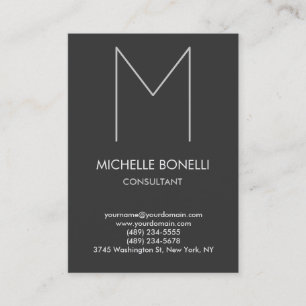 Modern gray monogram stylish business card