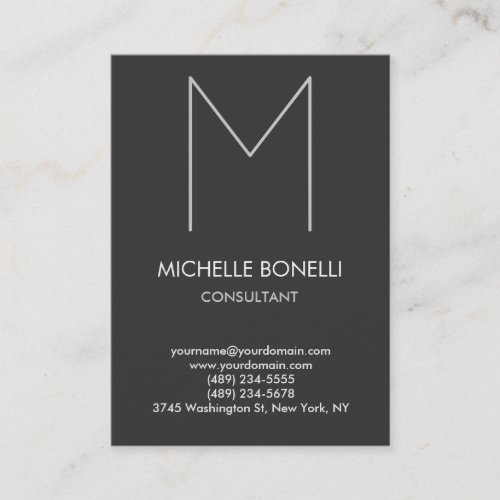 Modern gray monogram stylish business card