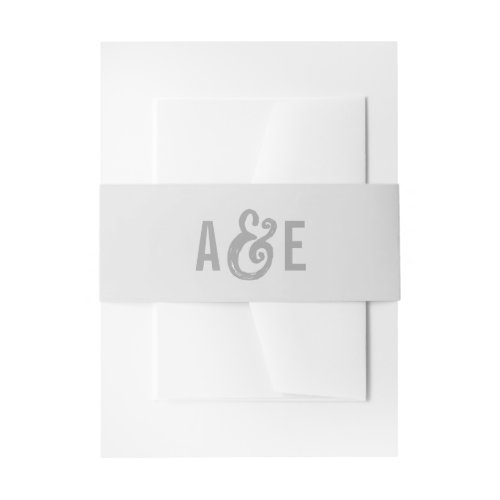 Modern Gray Monogram Wedding Invitation Belly Band