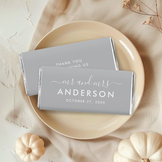 Modern Gray Mr and Mrs Wedding Hershey Bar Favors (Creator Uploaded)