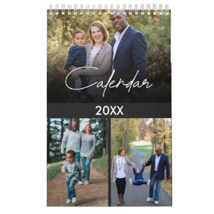 Modern Gray multi photo Family & Friends custom Calendar