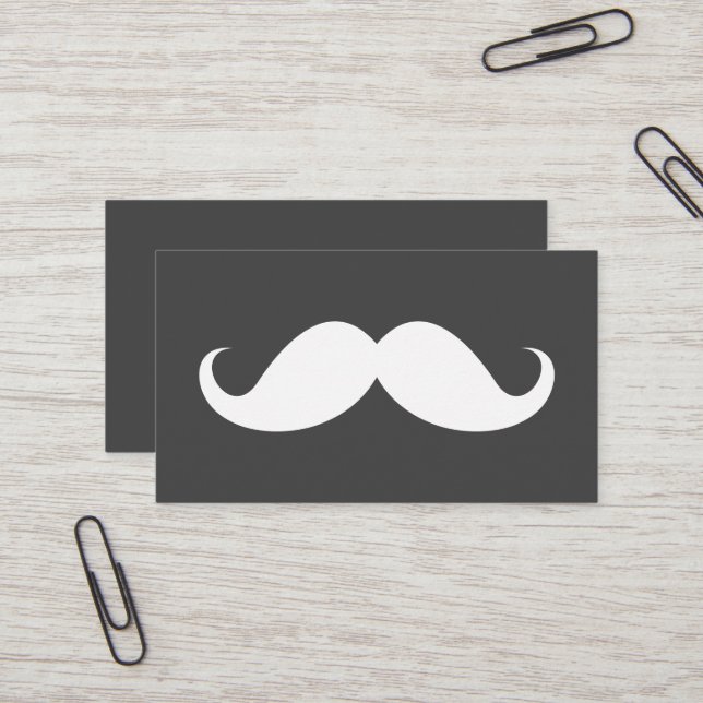 Modern gray mustache professional business card (Front/Back In Situ)