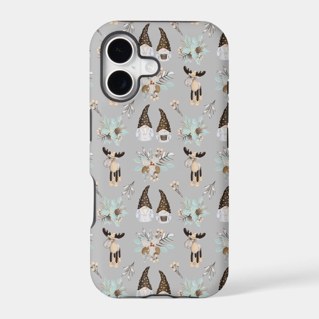 Modern Gray Neutral Gnome Christmas Pattern Case-M Iphone Case (Back)