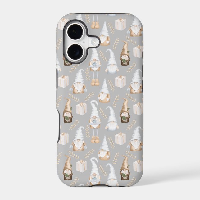 Modern Gray Neutral Gnome Christmas Pattern Case-M Iphone Case (Back)