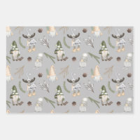 Modern Gray Neutral Gingerbread Pattern Wrapping Paper Sheets