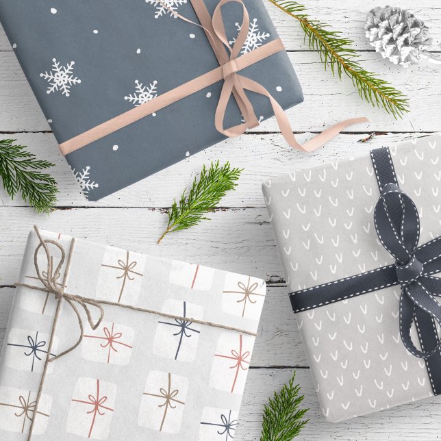 Modern Gray Neutral Scandinavian Pattern Wrapping Paper Sheets (Creator Uploaded)