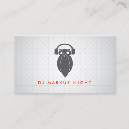 Modern Gray Night Owl Logo II DJ Band Musician Business Card