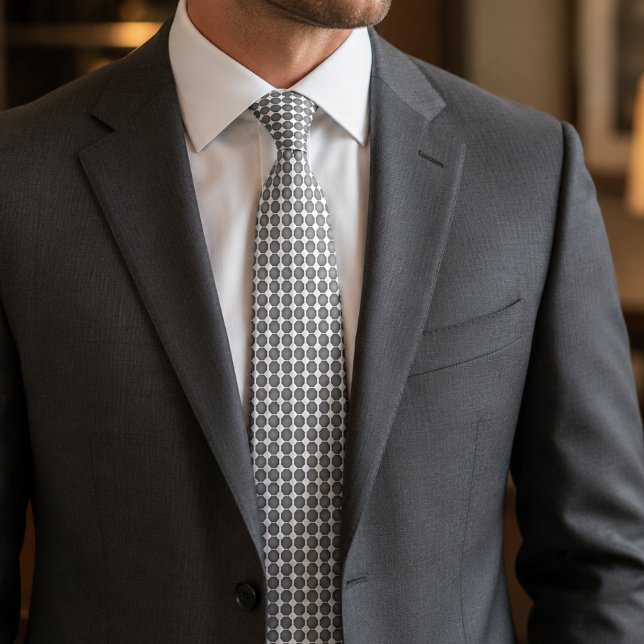 Modern Gray Octagon Pattern Neck Tie (Creator Uploaded)