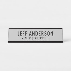 Modern Gray Office Employee Desk Name Plate