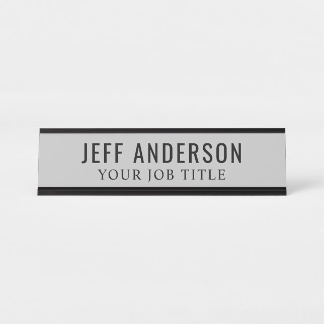 Modern Gray Office Employee Desk Name Plate (Front)