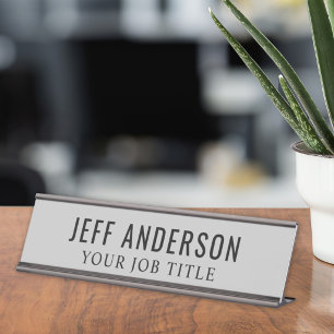 Modern Gray Office Employee Desk Name Plate