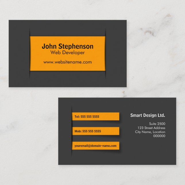 Modern Gray Orange Business Card (Front/Back)