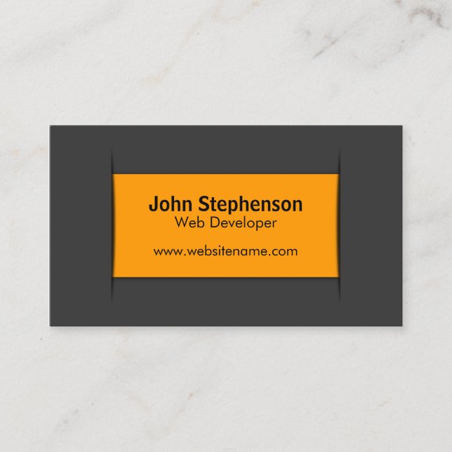Modern Gray Orange Business Card (Front)